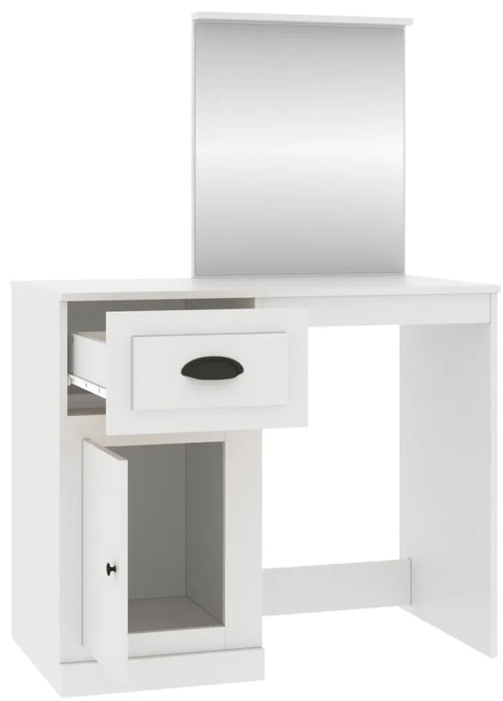 vidaXL Μπουντουάρ με Καθρέφτη Λευκό 90 x 50 x 132,5 εκ. Επεξεργ. Ξύλο