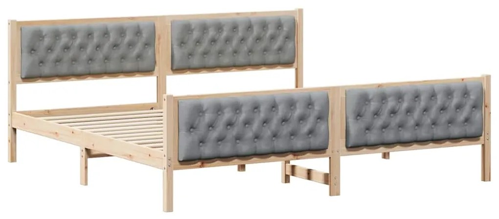 vidaXL Σκελετός Κρεβατιού με κεφαλάρι Ανοιχτό γκρι 200 x 200 cm