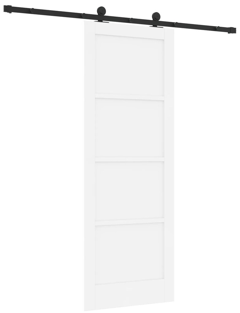 vidaXL Συρόμενη Πόρτα με Σέτ Εξαρτημάτων Λευκή 78x211 εκ Συμπαγές Ξύλο Πεύκο