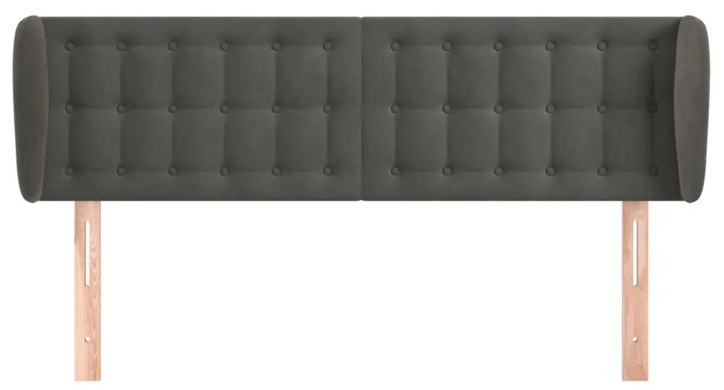 Κεφαλάρι με Πτερύγια Σκούρο Γκρι 147x23x78/88 εκ. Βελούδινο 3117627