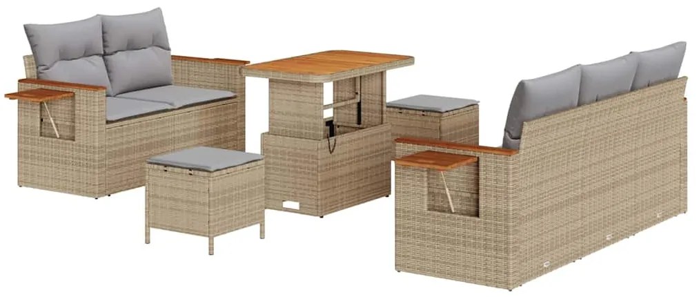 vidaXL Σετ Καναπέ Κήπου με μαξιλάρι 8 pcs Μπέζ και Ανοιχτό Γκρι