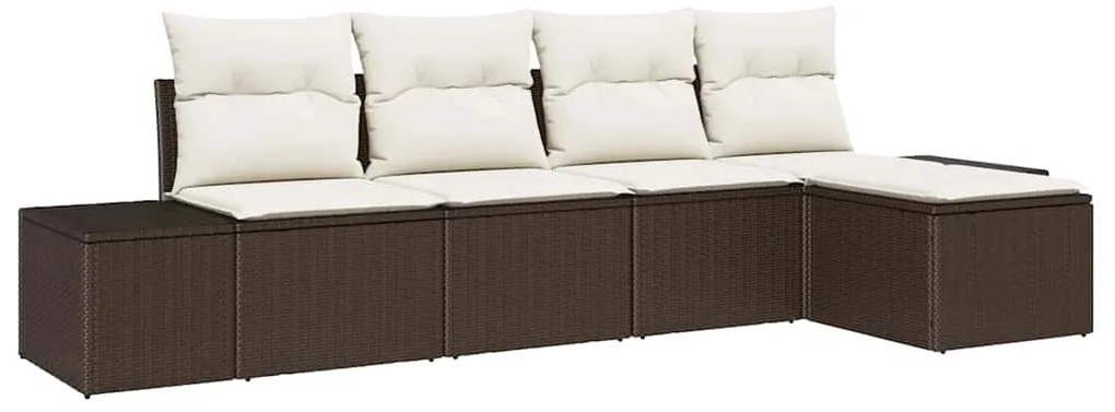 vidaXL Σετ Καναπέ Κήπου 5 pcs Καφέ Πολυ ράταν
