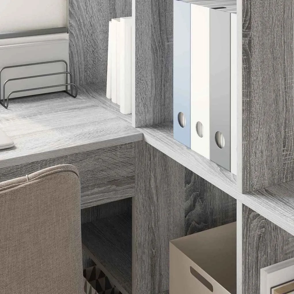 vidaXL Γωνιακό γραφείο με ράφι Γκρι sonoma 101.5 x 149.5 x 149.5 εκ.