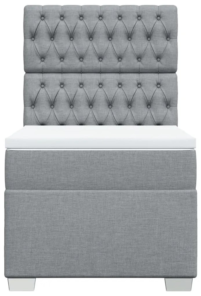 vidaXL Κρεβάτι Boxspring με Στρώμα Ανοιχτό Γκρι 100x200 εκ. Υφασμάτινο