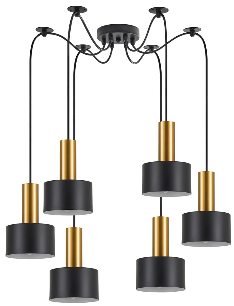 SE21-GM-4-BL6-MS1 ADEPT TUBE Gold Matt Pendant Black Metal Shade+