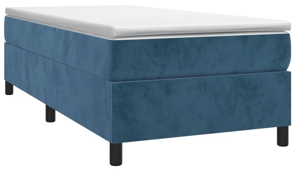 vidaXL Κρεβάτι Boxspring με Στρώμα Σκούρο Μπλε 90x190 εκ. Βελούδινο