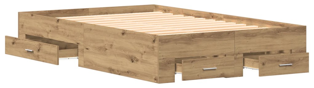 vidaXL Κρεβάτι με Συρτάρια από Δρυς 120x200 cm Επεξεργασμένο Ξύλο