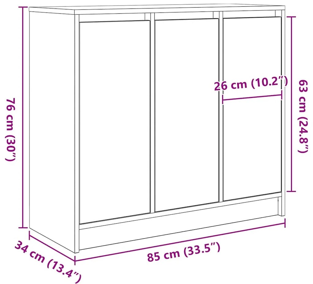 Συρταριέρα Μαύρη βελανιδιά 85x34x76 εκ. Κατασκευασμένο ξύλο - Μαύρο