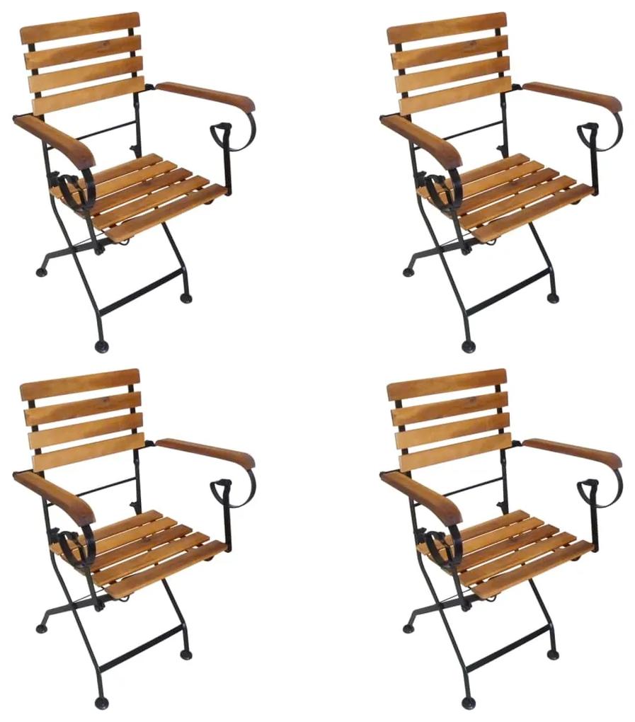 vidaXL Καρέκλες Κήπου Πτυσσόμενες 4 τεμ. Ατσάλι και Μασίφ Ξύλο Ακακίας
