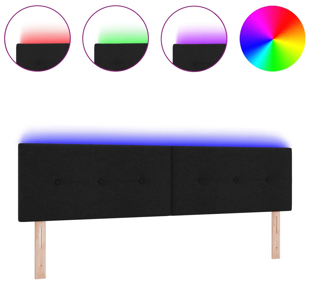 vidaXL LED Κεφαλάρι Με Κουμπιά Τουφαρισμένο Μαύρο 90 εκ Υφασμάτινο
