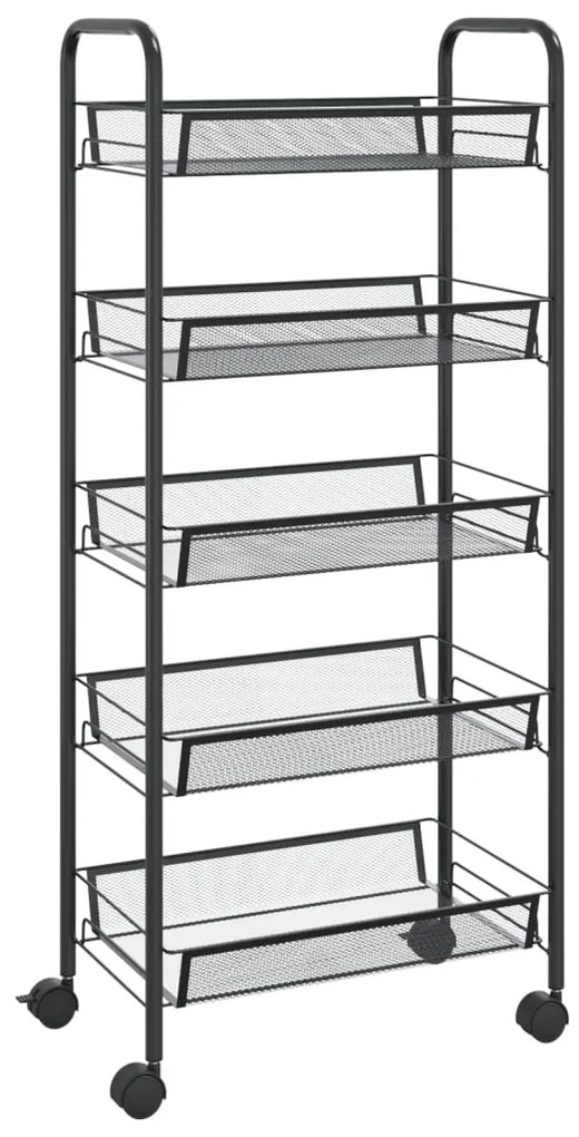 vidaXL Τρόλεϊ Κουζίνας 5 Επιπέδων Μαύρο 46 x 26 x 105 εκ. Σιδερένιο