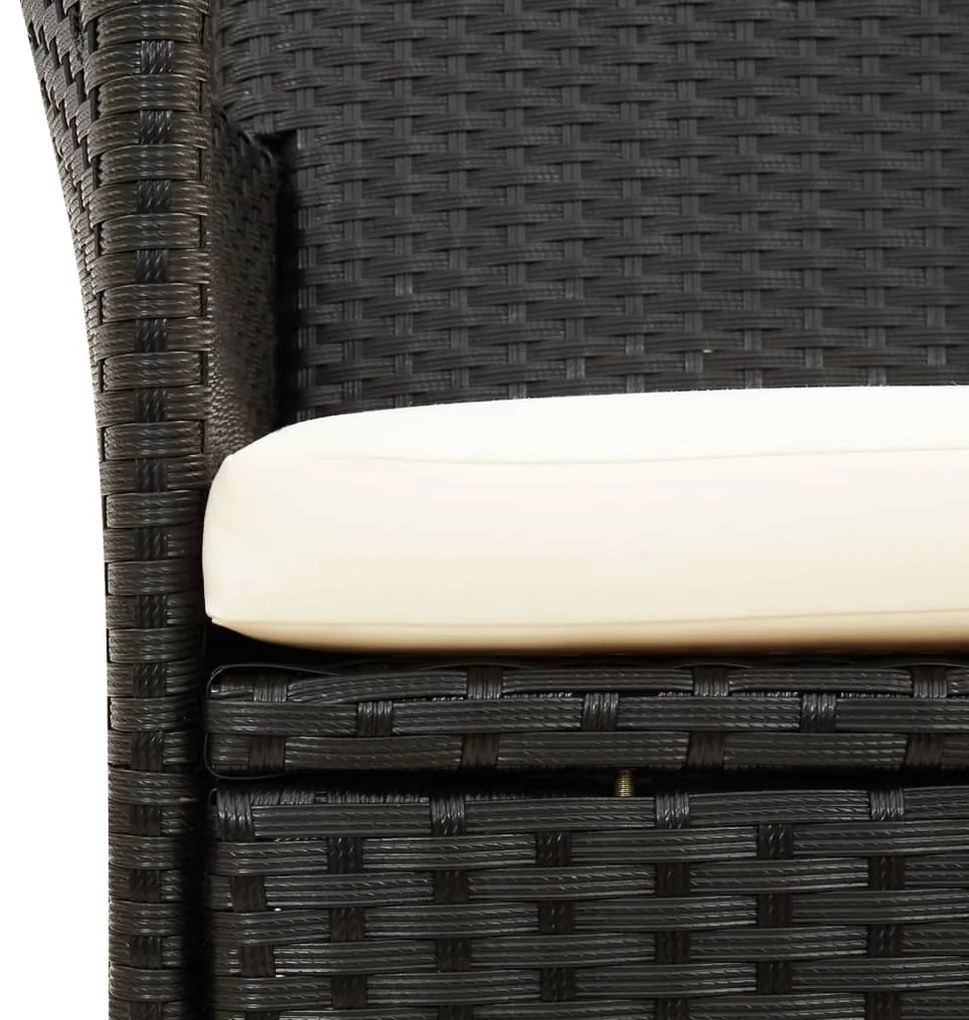 vidaXL Σετ Τραπεζαρίας Εξ. Χώρου 9 τεμ. Μαύρο Συνθ. Ρατάν με Μαξιλάρια