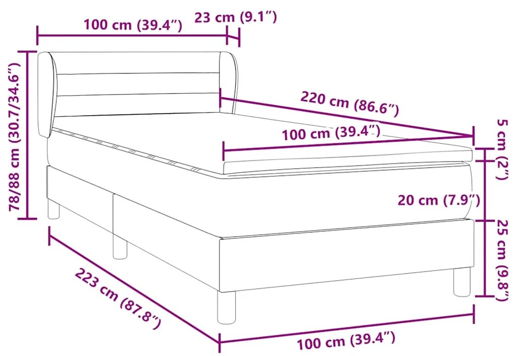 BOX SPRING ΚΡΕΒΑΤΙ ΜΕ ΣΤΡΩΜΑ ΑΝΟΙΧΤΟ ΓΚΡΙ 100X220 ΕΚ. ΒΕΛΟΥΔΙΝΟ 3317643