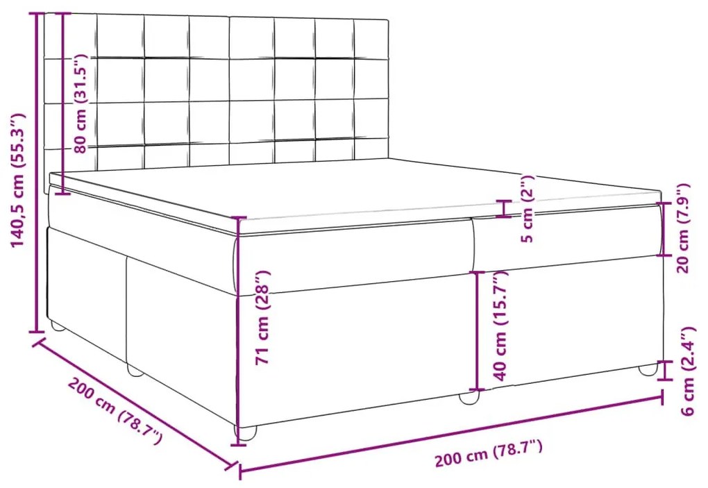 Κρεβάτι Boxspring με Στρώμα Taupe 200x200 εκ. Υφασμάτινο - Μπεζ-Γκρι