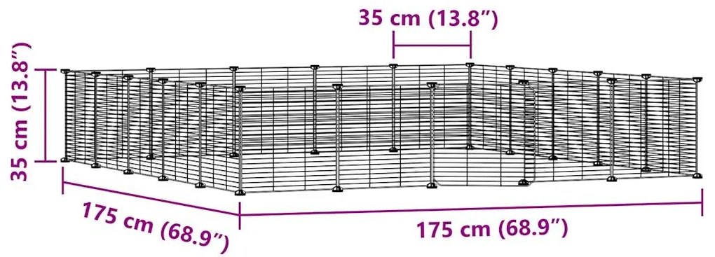 vidaXL Κλουβί Κατοικίδιων με 20 Πάνελ + Πόρτα Μαύρο 35 x 35εκ Ατσάλινο