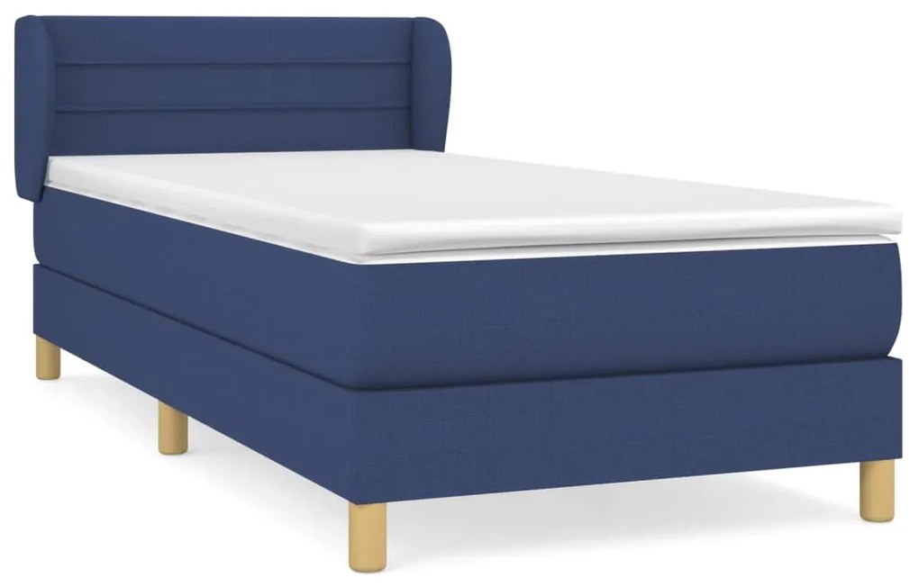 Κρεβάτι Boxspring με Στρώμα Μπλε 90x190 εκ.Υφασμάτινο 3126851