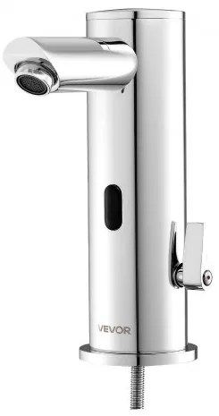 VEVOR Touchless Bathroom Sink Faucet, Automatic Motion Sensor Restroom Toilet Faucet, Hands Free Adjustable Cold Hot Single Handle Water Mixer Battery Operated for 9.5 mm Pipe,Brushed Nickel Silver