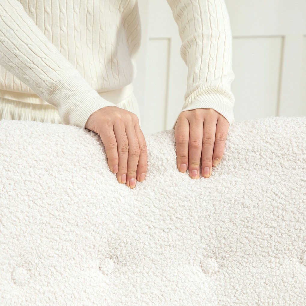 HOMCOM Πολυθρόνα λικνίσματος, ζεστό κάλυμμα, παχιά επένδυση, μαξιλάρι οσφυϊκής χώρας, αντιολισθητική, κρεμ λευκό