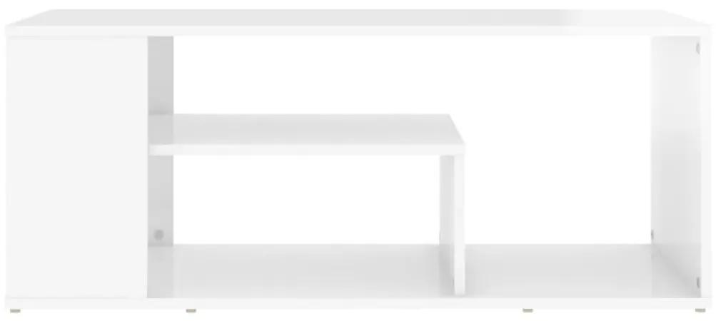 Τραπεζάκι Σαλονιού Γυαλιστερό Λευκό 100x50x40 εκ. Μοριοσανίδα - Λευκό