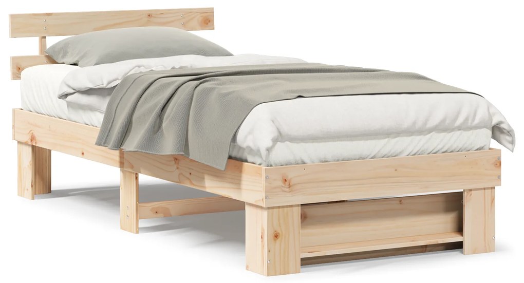 vidaXL Σκελετός Κρεβατιού Καφέ 75 x 190 cm Μασίφ ξύλο πεύκου