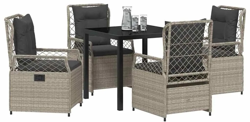 vidaXL Σέτ φαγητού για κήπο 5 pcs Ανοιχτό γκρι συνθετικό ρατάν