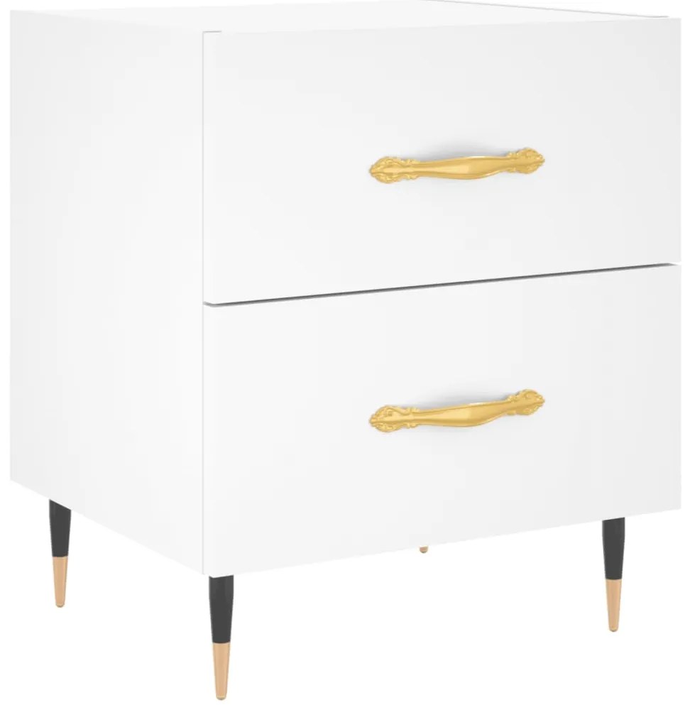 vidaXL Κομοδίνα 2 τεμ. Λευκά 40 x 35 x 47,5 εκ. από Επεξεργασμένο Ξύλο