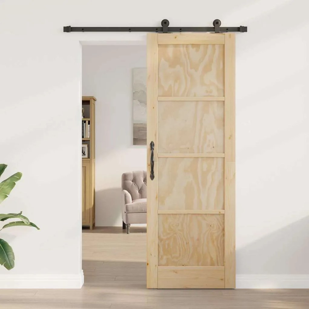 vidaXL Συρόμενη Πόρτα ORKDAL Φυσικό και μαύρο 73.5 x 211 εκ
