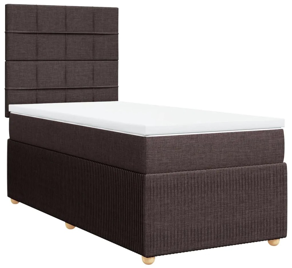 vidaXL Κρεβάτι Boxspring με Στρώμα Σκούρο Καφέ 80x200 εκ. Υφασμάτινο