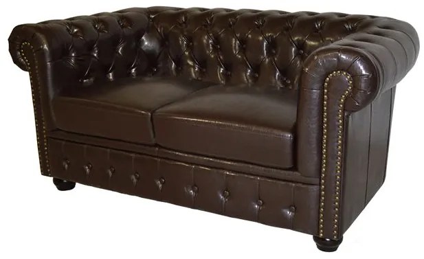 ΚΑΝΑΠΕΣ 2ΘΕΣΙΟΣ T.CHESTERFIELD HM3010.01 ΤΕΧΝΟΔΕΡΜΑ ΣΚΟΥΡΟ ΚΑΦΕ 155x90x73 εκ.