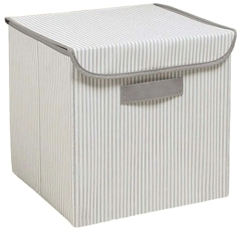 Κουτί Αποθήκευσης 488PRN1204 30x30x30cm Grey-White Aberto Design Polyester,Βαμβάκι