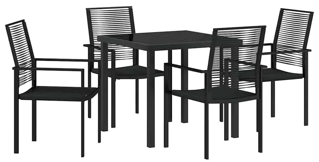 vidaXL Σέτ φαγητού για κήπο 5 pcs Μαύρο PVC ρατάν
