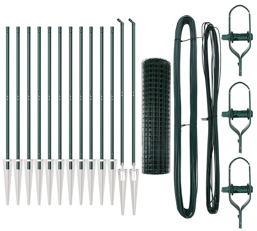 vidaXL Euro Fence με 13 Σπονδυλωτούς Πόλους 1x25 μ Γαλβανισμένο Χάλυβα Πράσινο