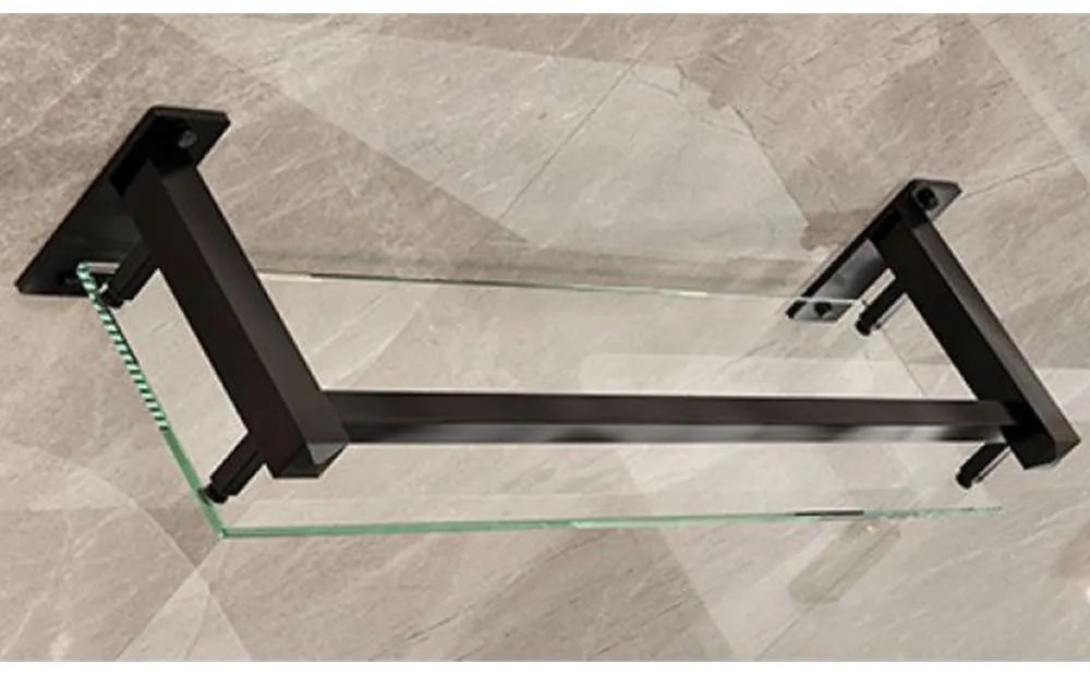 Εταζέρα Μπάνιου Erica 38-8921 60x12x6mm Black Gloria Metal, Glass