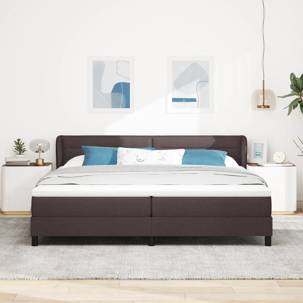 vidaXL Κρεβάτι Box Spring με στρώμα σκούρο καφέ 200x200 εκ. ύφασμα