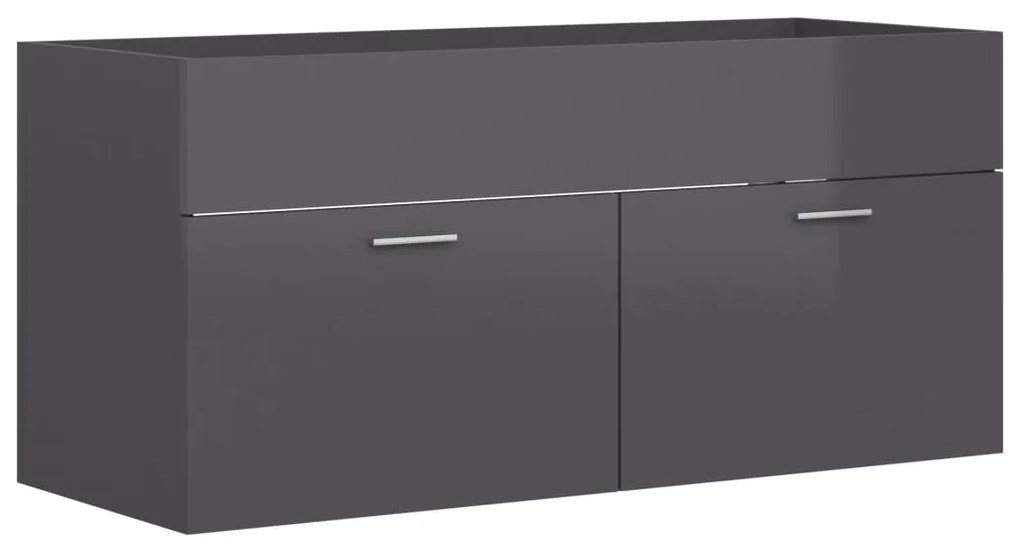 vidaXL Ντουλάπι Νιπτήρα Γυαλιστερό Γκρι 100x38,5x46εκ. από Μοριοσανίδα