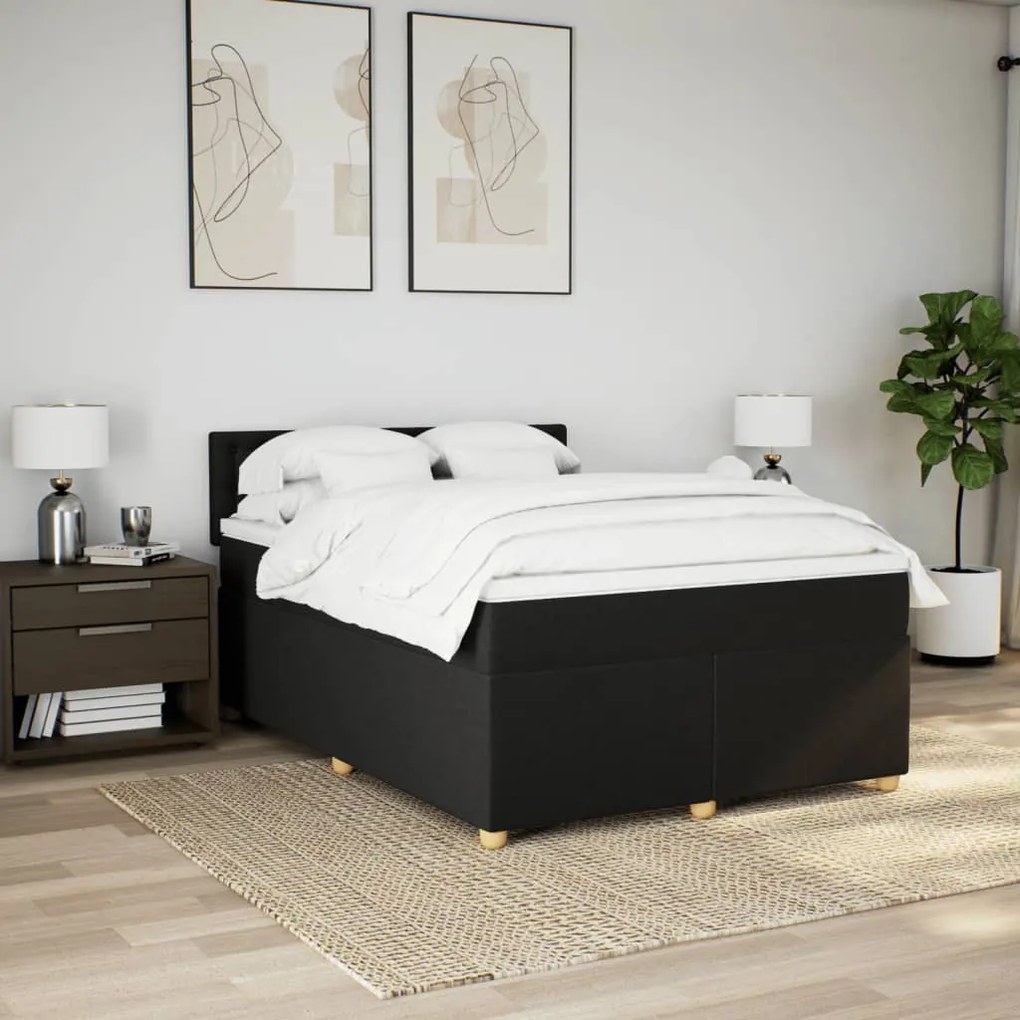 ΚΡΕΒΑΤΙ BOXSPRING ΜΕ ΣΤΡΩΜΑ ΜΑΥΡΟ 140X190 ΕΚ. ΥΦΑΣΜΑΤΙΝΟ 3286691