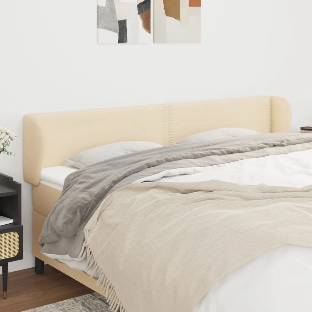 Κεφαλάρι με Πτερύγια Κρεμ 163x23x78/88 εκ. Υφασμάτινο 3117015