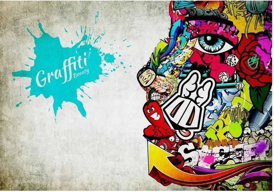 Αυτοκόλλητη φωτοταπετσαρία - Graffiti beauty - 343x245