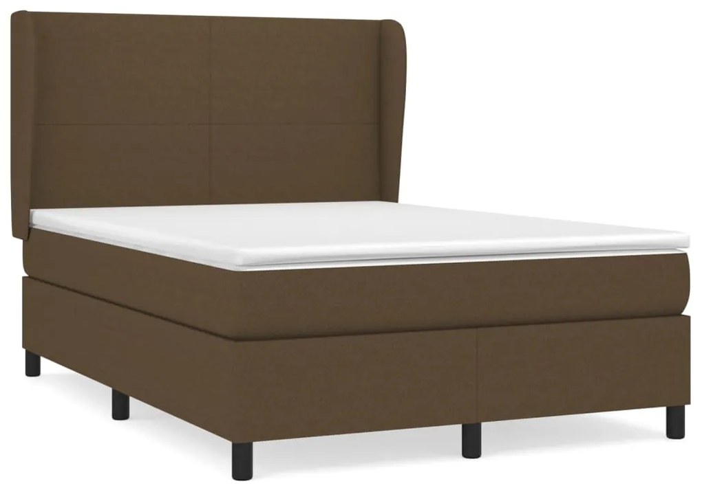 Κρεβάτι Boxspring με Στρώμα Σκούρο Καφέ 140x190 εκ. Υφασμάτινο - Καφέ