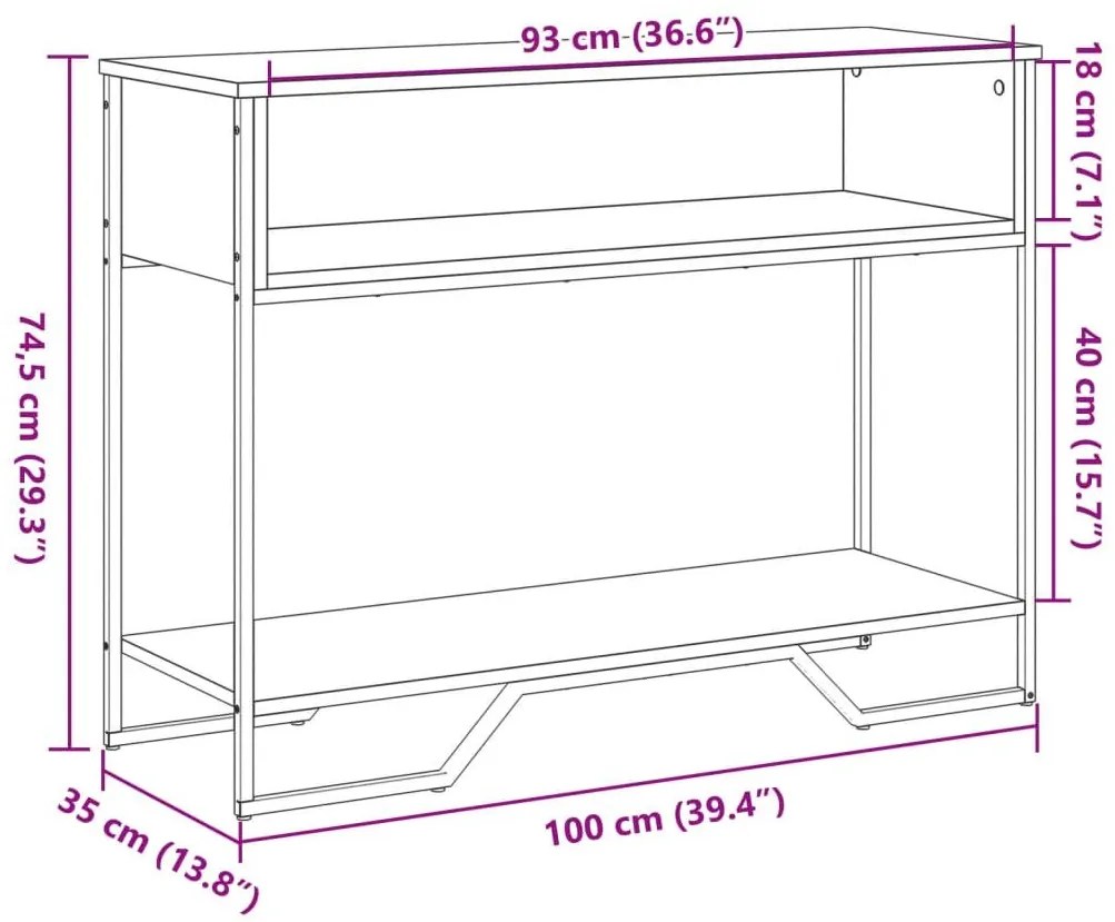 Τραπέζι Κονσόλα Καφέ Δρυς 100x35x74,5 εκ. Επεξεργασμένο Ξύλο - καφέ δρυς