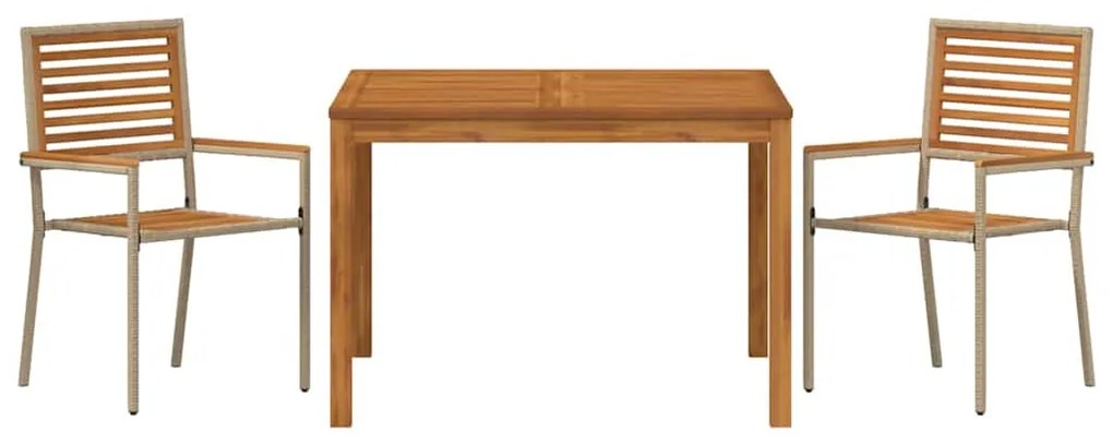 vidaXL Σέτ φαγητού για κήπο 3 pcs Μπεζ Στερεό Ξύλο Ακακίας