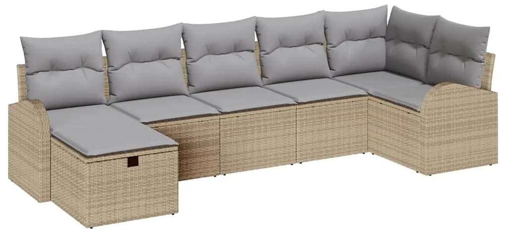 vidaXL Σετ Καναπέ Κήπου 7 pcs μπεζ και ανοιχτό γκρι 289 x 124 x 85 εκ.