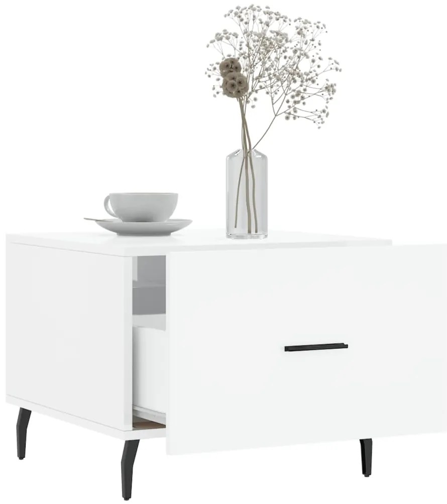 vidaXL Τραπεζάκι Σαλονιού Γυαλ. Λευκό 50 x 50 x 40 εκ. Επεξεργ. Ξύλο