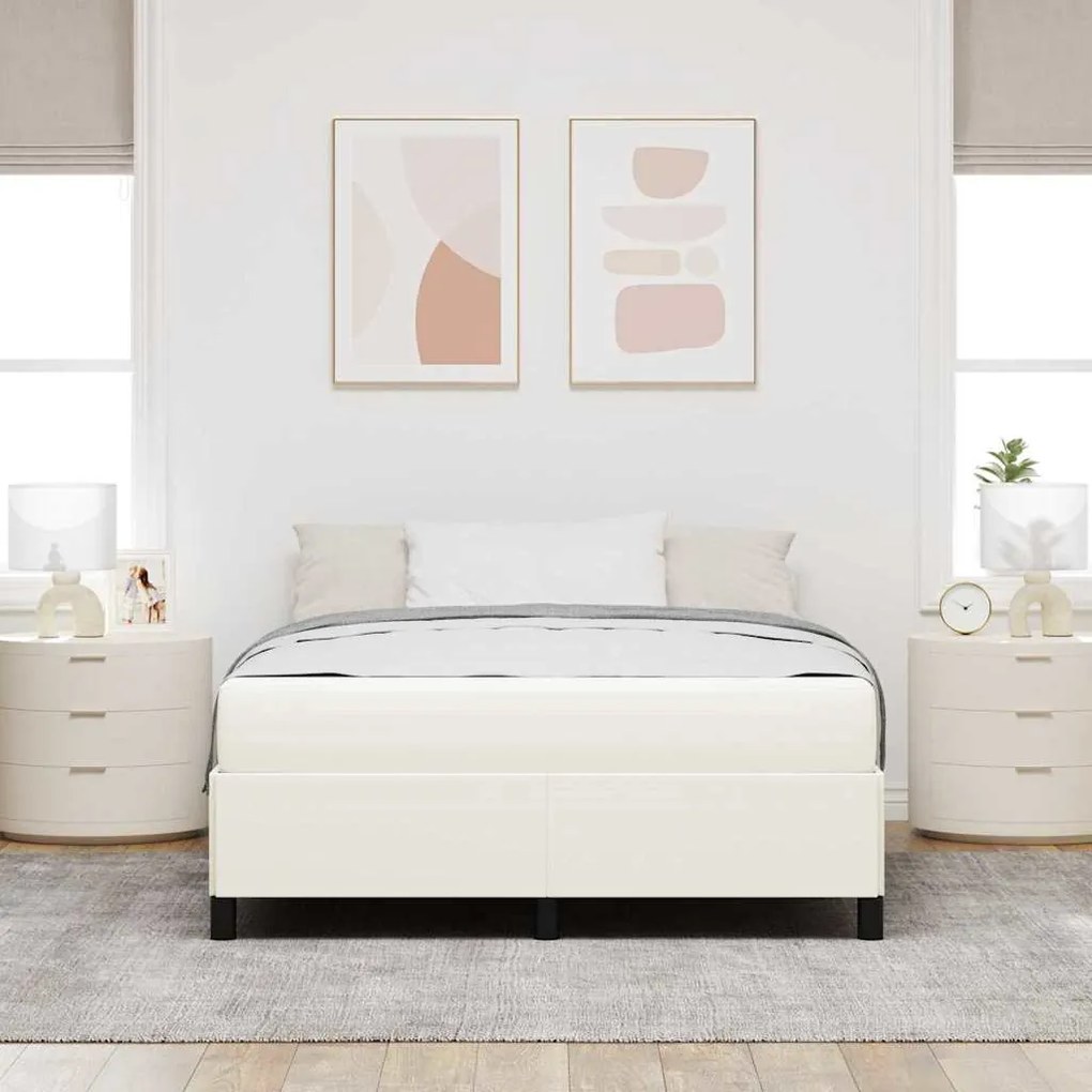 vidaXL Σκελετός Κρεβατιού Άλλο Κρεμ 140 x 200 cm Βελούδο