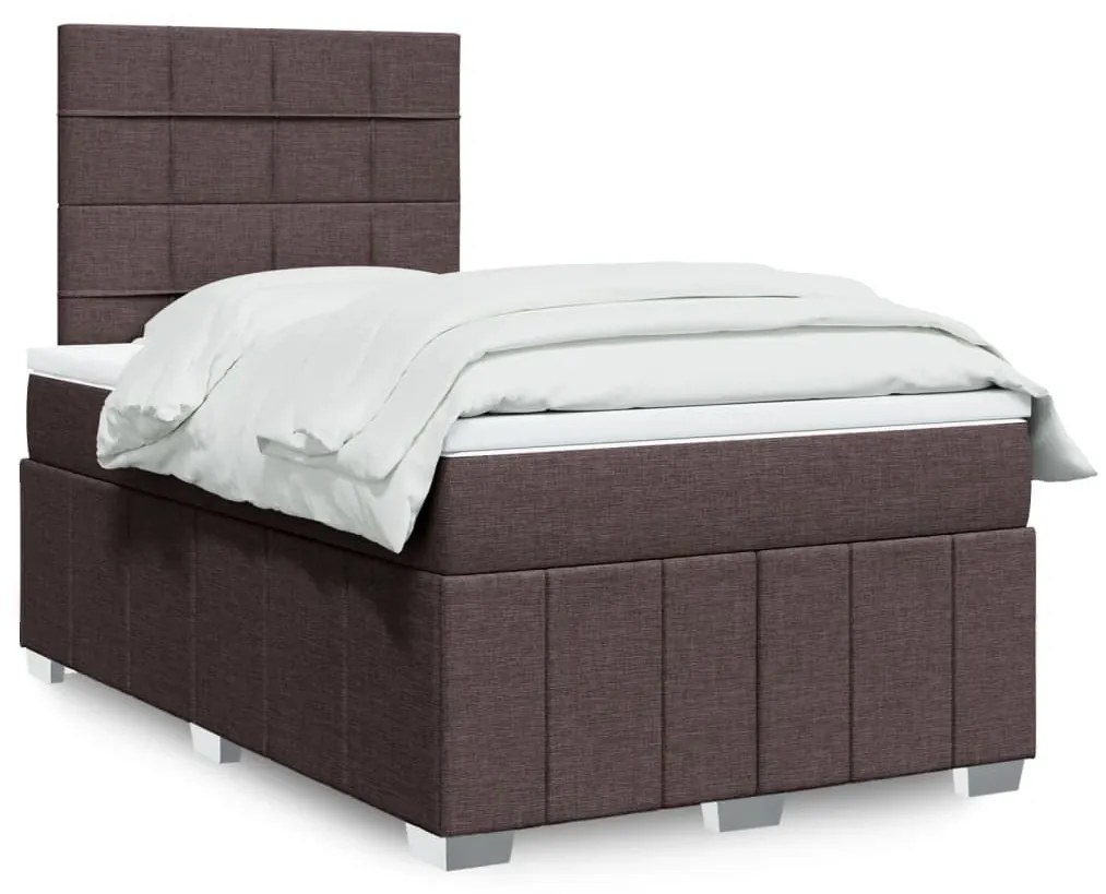 Κρεβάτι Boxspring με Στρώμα Σκούρο Καφέ 120x190 εκ Υφασμάτινο 3291610