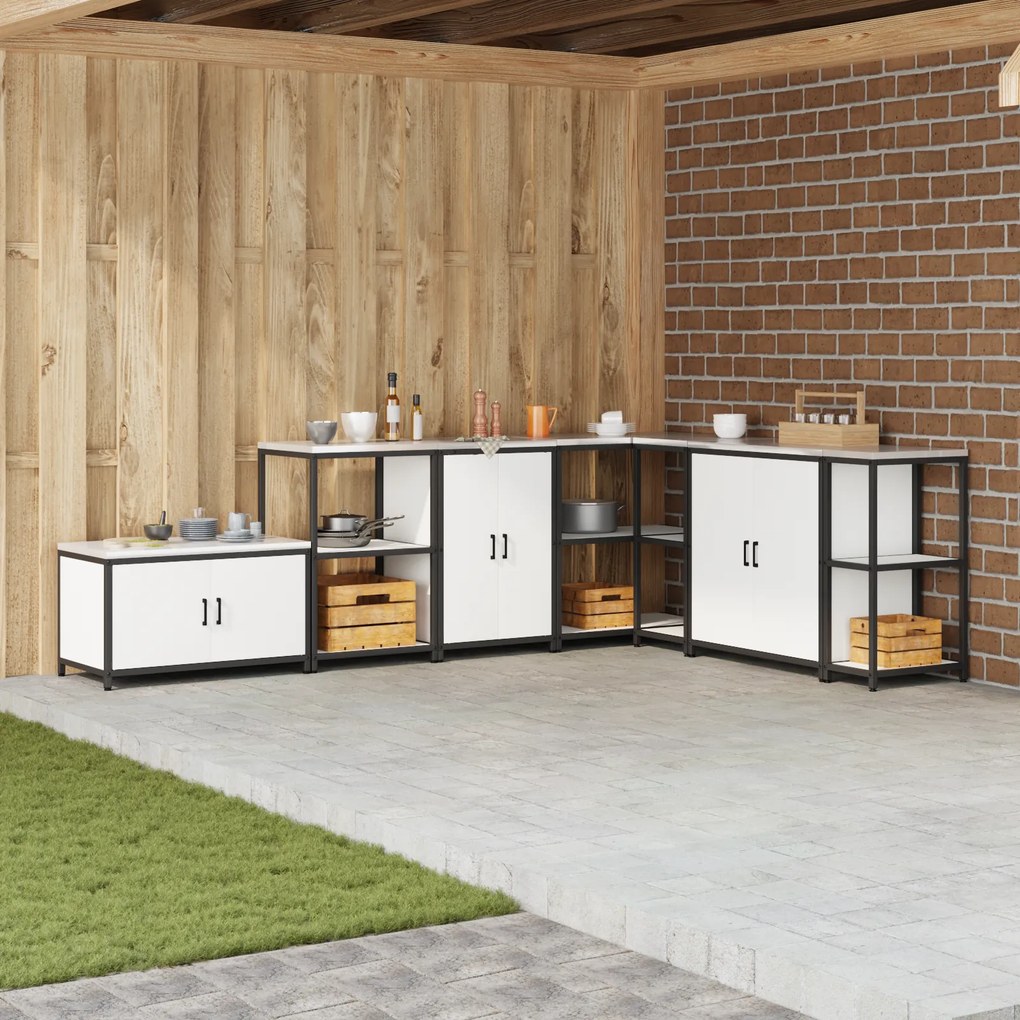 vidaXL Ντουλάπα Αποθήκευσης Κουζίνας Λευκό 60 x 50 x 92 εκ. Ατσάλι