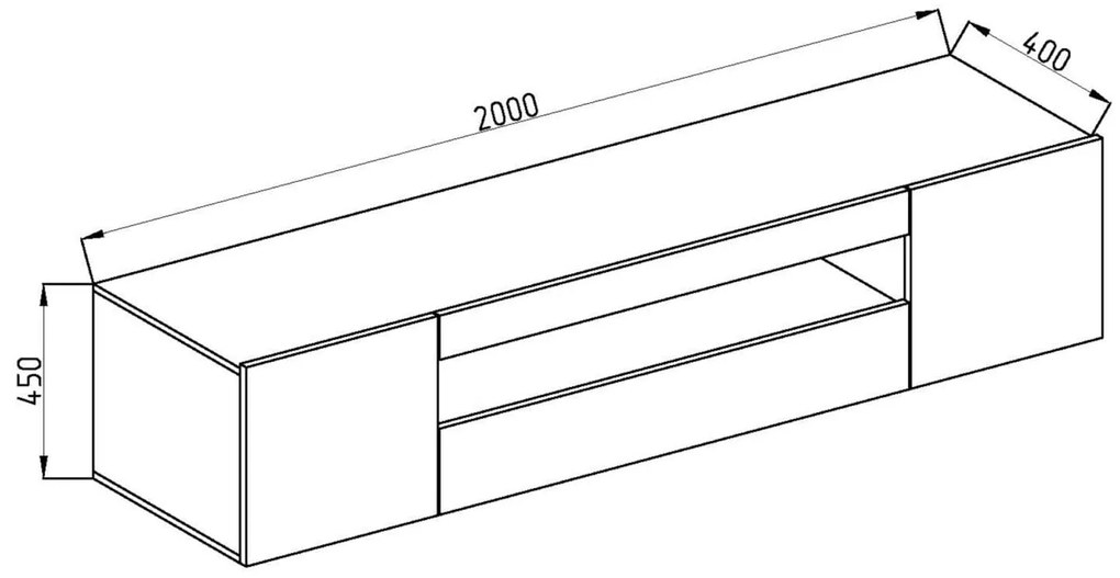 Ξύλινο Έπιπλο Τηλεόρασης PERUN Λευκό Μ200xΠ40xΥ45cm