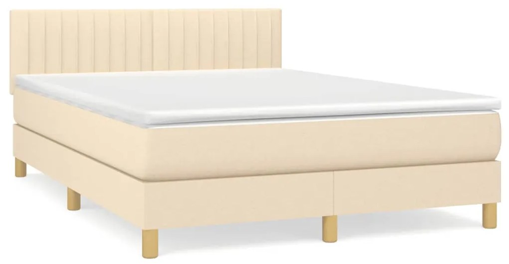 vidaXL Κρεβάτι Boxspring με Στρώμα Κρεμ 140x200 εκ. Υφασμάτινο