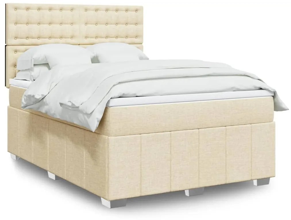 ΚΡΕΒΑΤΙ BOXSPRING ΜΕ ΣΤΡΩΜΑ ΚΡΕΜ 140X200 ΕΚ. ΥΦΑΣΜΑΤΙΝΟ 3294010