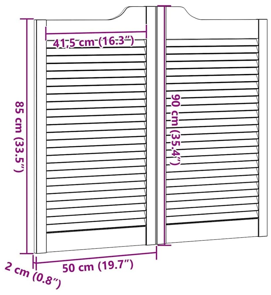 Ανοιγόμενες πόρτες περσίδες 2 ζευγών 90x100 cm μασίφ ξύλο πεύκο - Καφέ